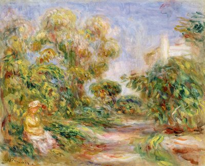 Vrouw in een landschap, c.1918 door Pierre Auguste Renoir